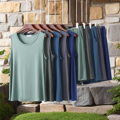 莫代尔男士夏季睡衣加大码宽松无袖圆领背心短裤薄款可外穿两件套