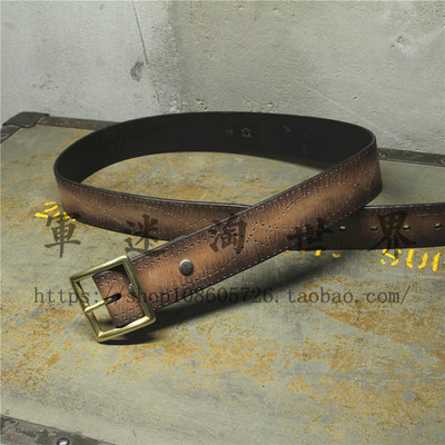 风格纯铜扣头牛皮男士腰带户外