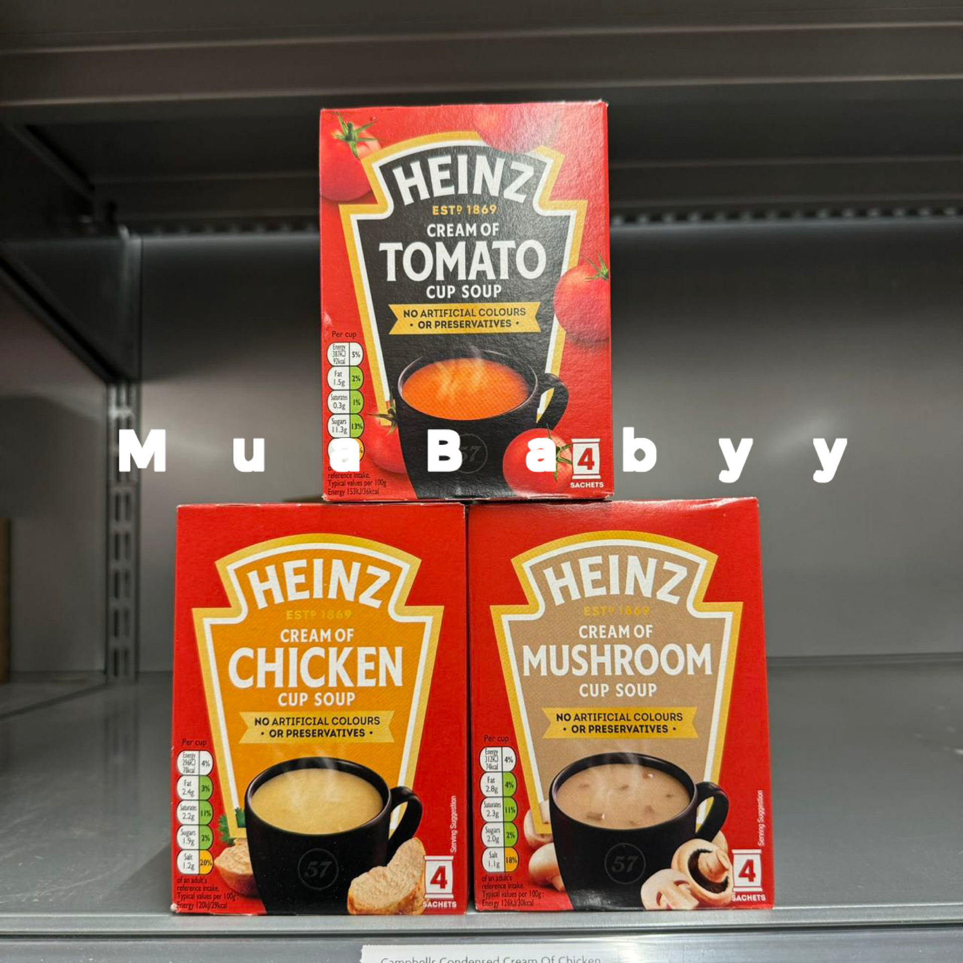 现货 英国亨氏Heinz coup奶油番茄蘑菇鸡肉速溶汤 22g*4g