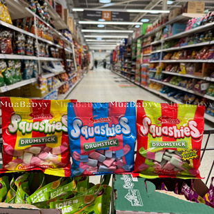 3袋包邮秒发英国Swizzes Drumstick Squashies儿童水果QQ软糖140g