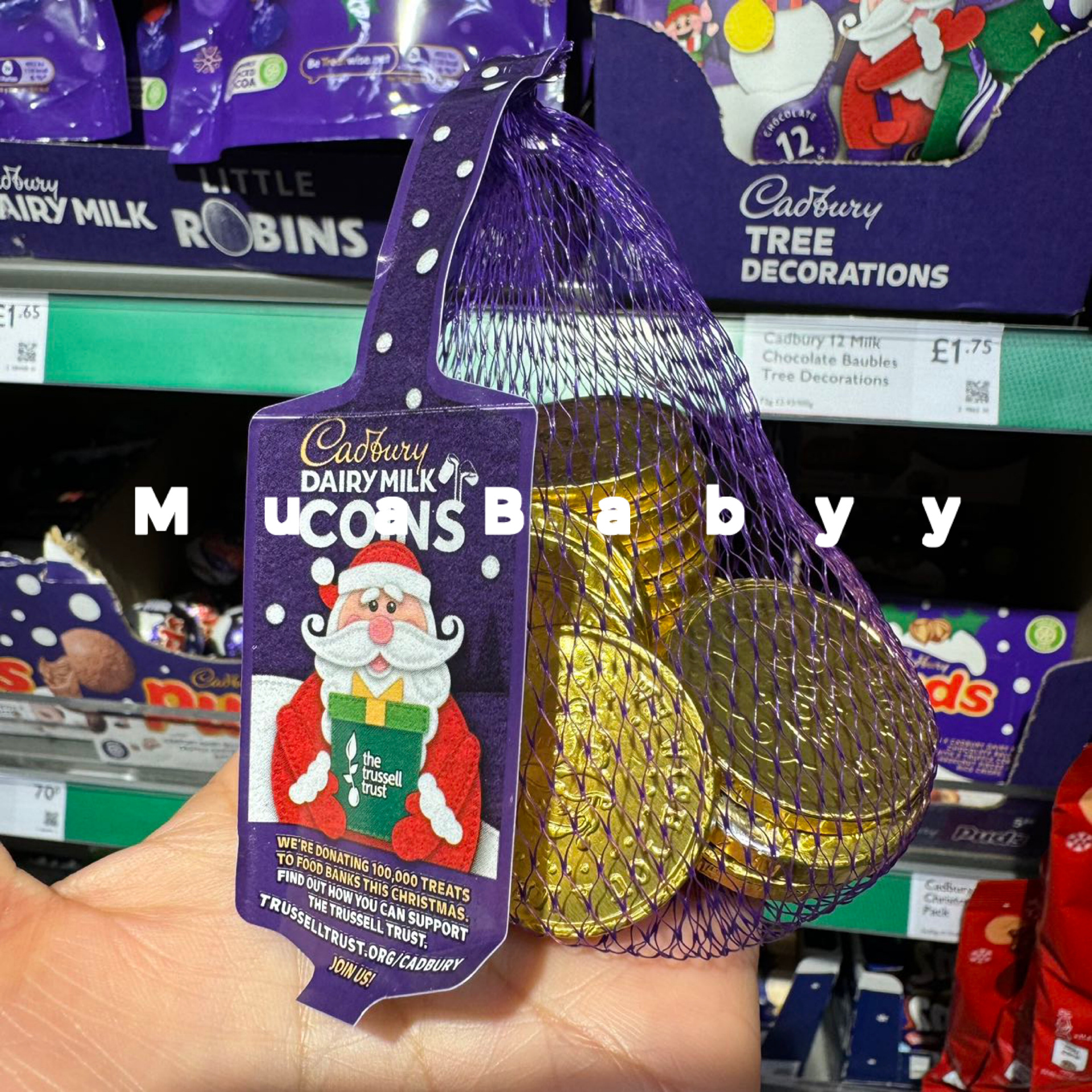 现货 英国Cadbury吉百利圣诞节牛奶巧克力金币巧克力巧克力70g