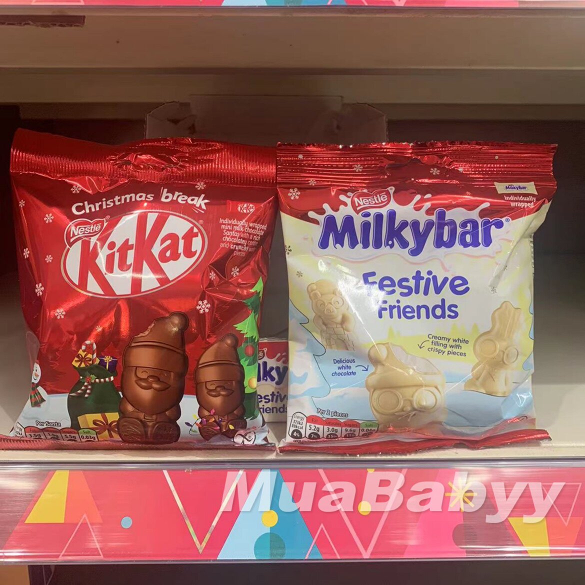 现货 英国nestle雀巢kitkat圣诞老人巧克力milkybar白巧克力55g