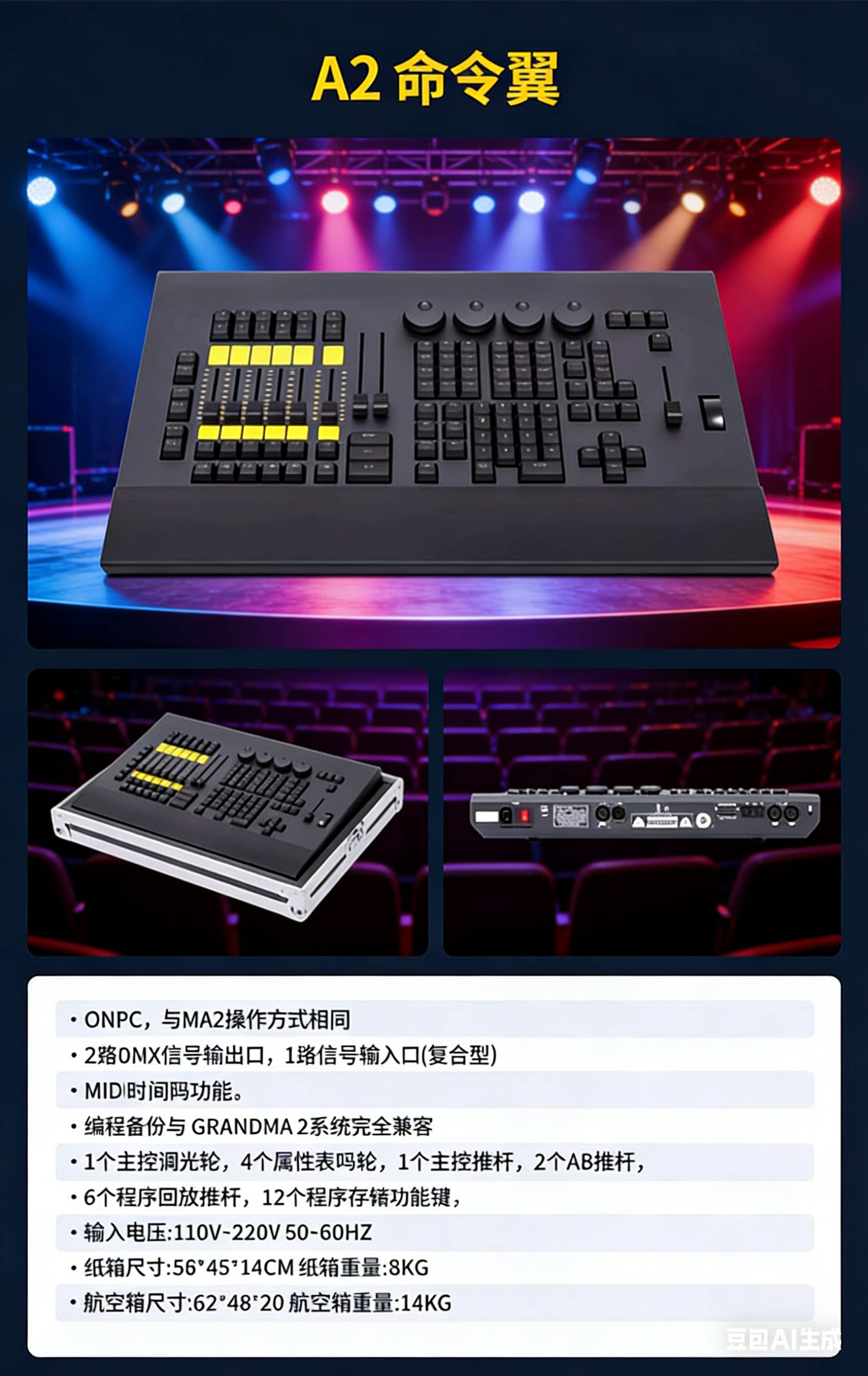 黑马控台Ma2命令翼控台 电脑灯控制器 侧翼 DMX512舞台灯控台酒吧