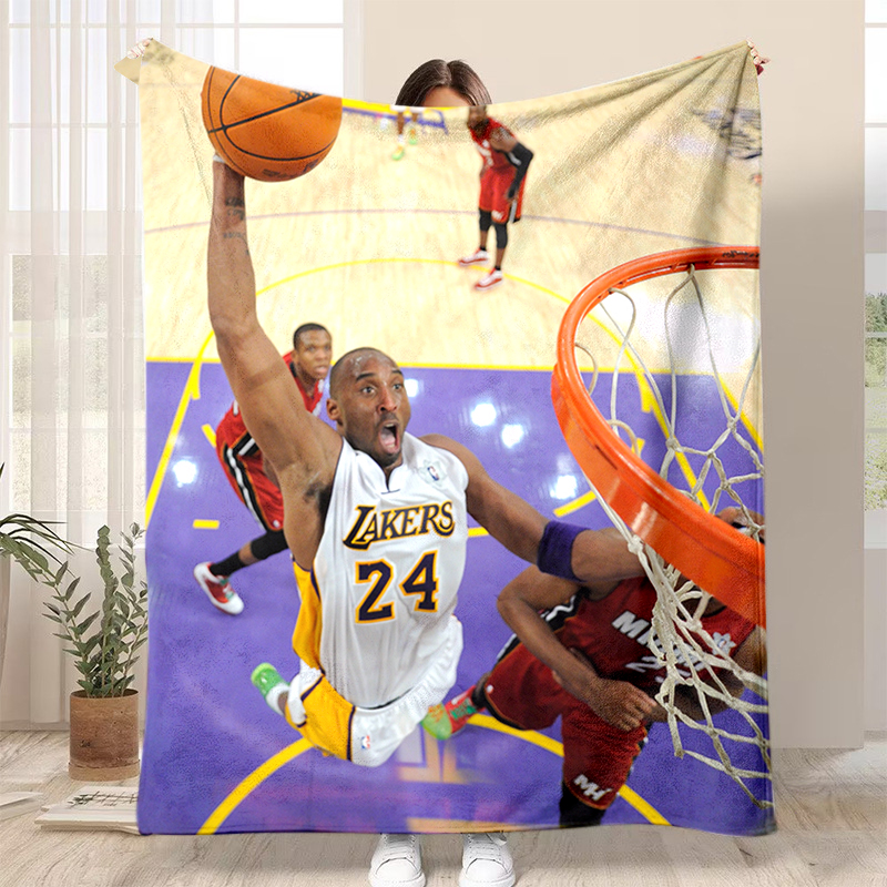 NBA科比法兰绒毛毯图案定制办公室空调毯披肩毯午睡毯盖毯沙发毯
