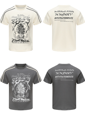 CYCYCY Y2K千禧原创手绘风印花运动风修身休闲微弹圆领短袖T恤