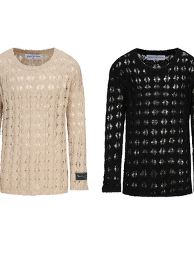 CYCYCY Y2K千禧朋渔网套头镂空破洞休闲针织衫罩衫石凯黄子弘凡