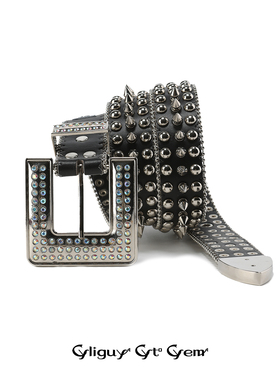 CYCYCY Y2K千禧朋克摇滚硬核钻饰方扣头圆锥铆钉百搭皮带 腰带