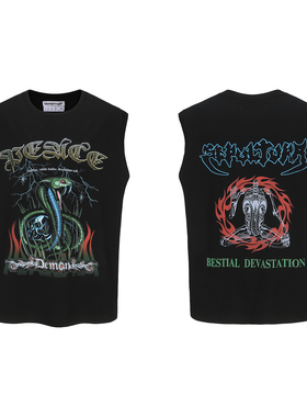 ERISSTOFF Y2K千禧VTG摇滚乐队大蟒蛇重磅廓形无袖背心T恤何浩楠