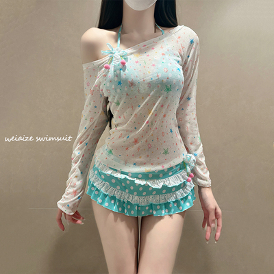 甜美ins分体泳衣显瘦遮肚度假