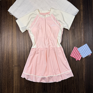 ins运动连体泳衣女保守显瘦遮肚学生少女甜美韩版 温泉度假游泳装