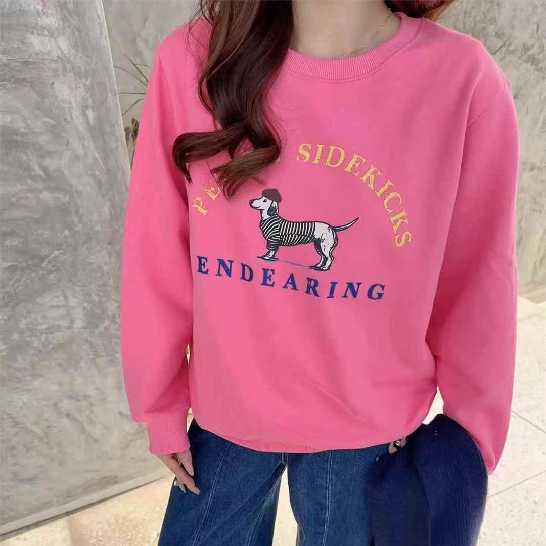 欧洲站女装新款时尚卡通休闲加绒卫衣秋冬百搭圆领宽松女上衣