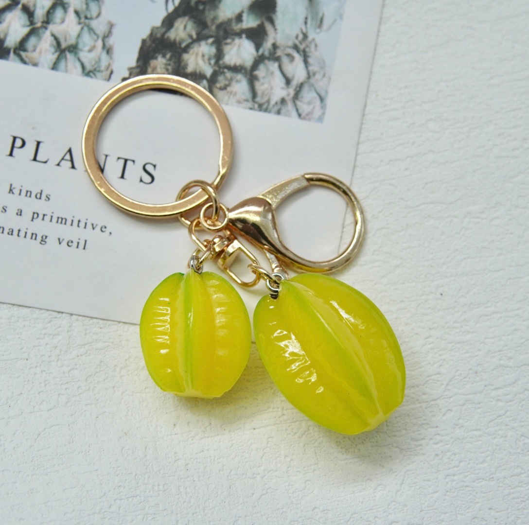 卡通树脂水果钥匙扣仿真水果节日小礼品杨桃西红柿哈密瓜芒果挂件