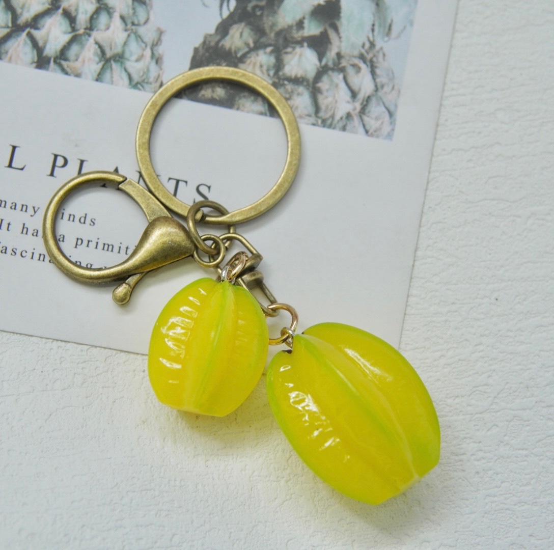 仿真杨桃钥匙扣可爱少女心小清新背包挂件个性创意情侣礼物高颜值