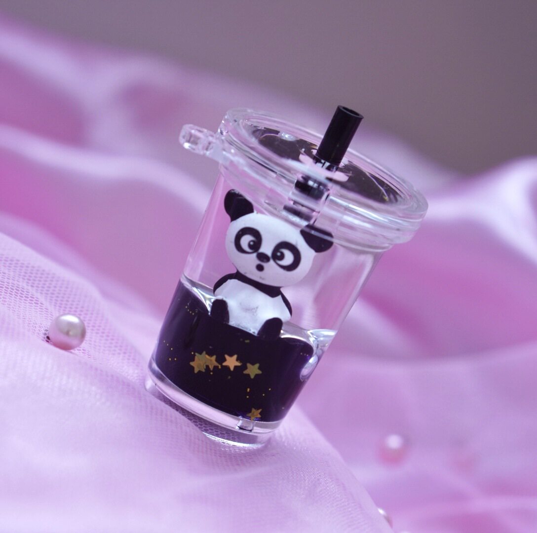 网红创意ins少女心可爱熊猫入油奶茶杯漂浮瓶钥匙扣挂件流沙挂饰