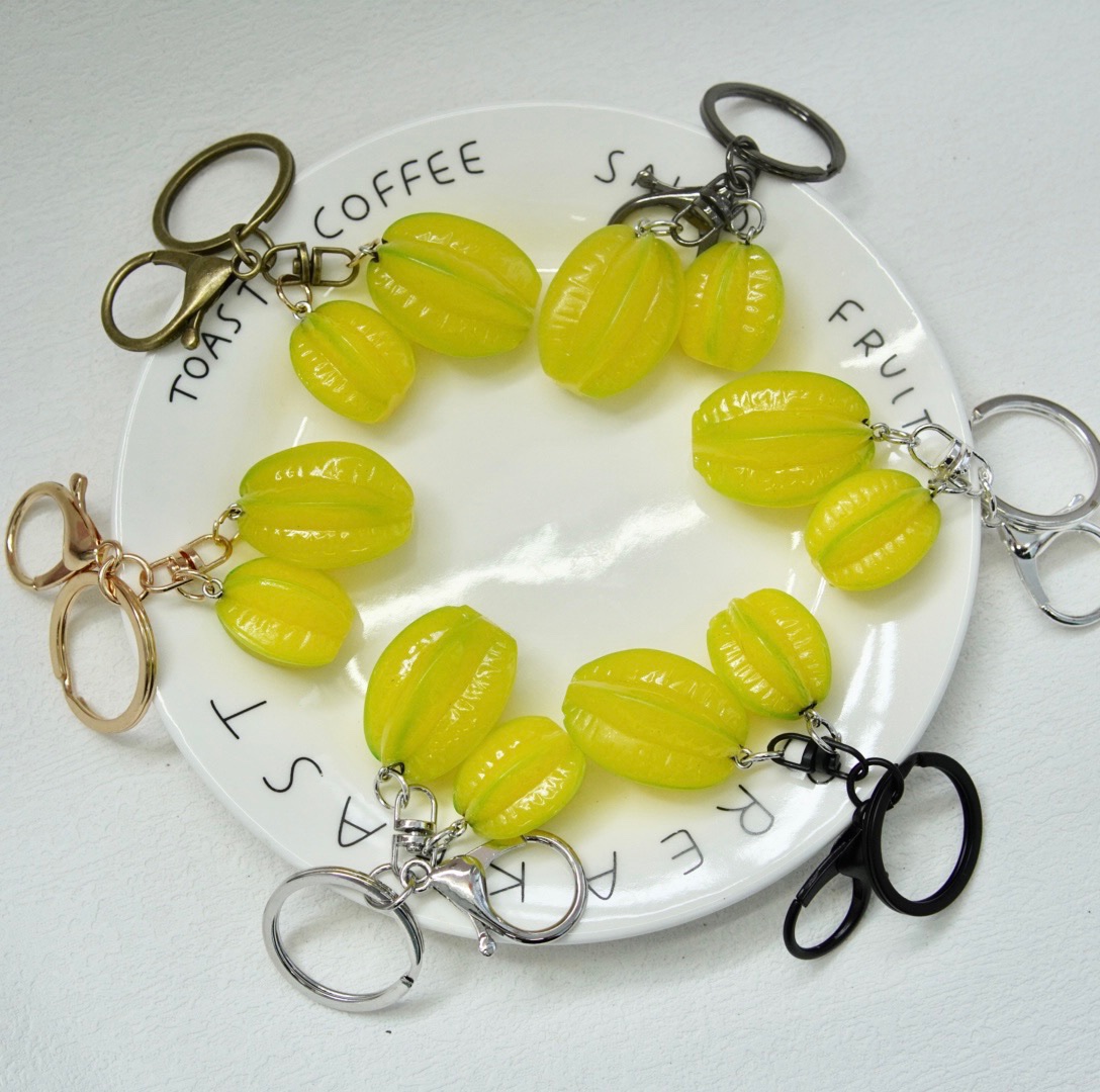 网红仿真水果杨桃钥匙扣女可爱创意钥匙链书包挂饰车钥匙挂件礼物