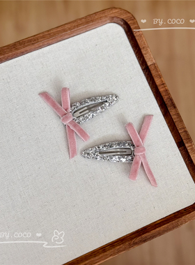 包邮小众手工韩粉丝绒粉蝴蝶发夹结银闪闪银河玫瑰发饰