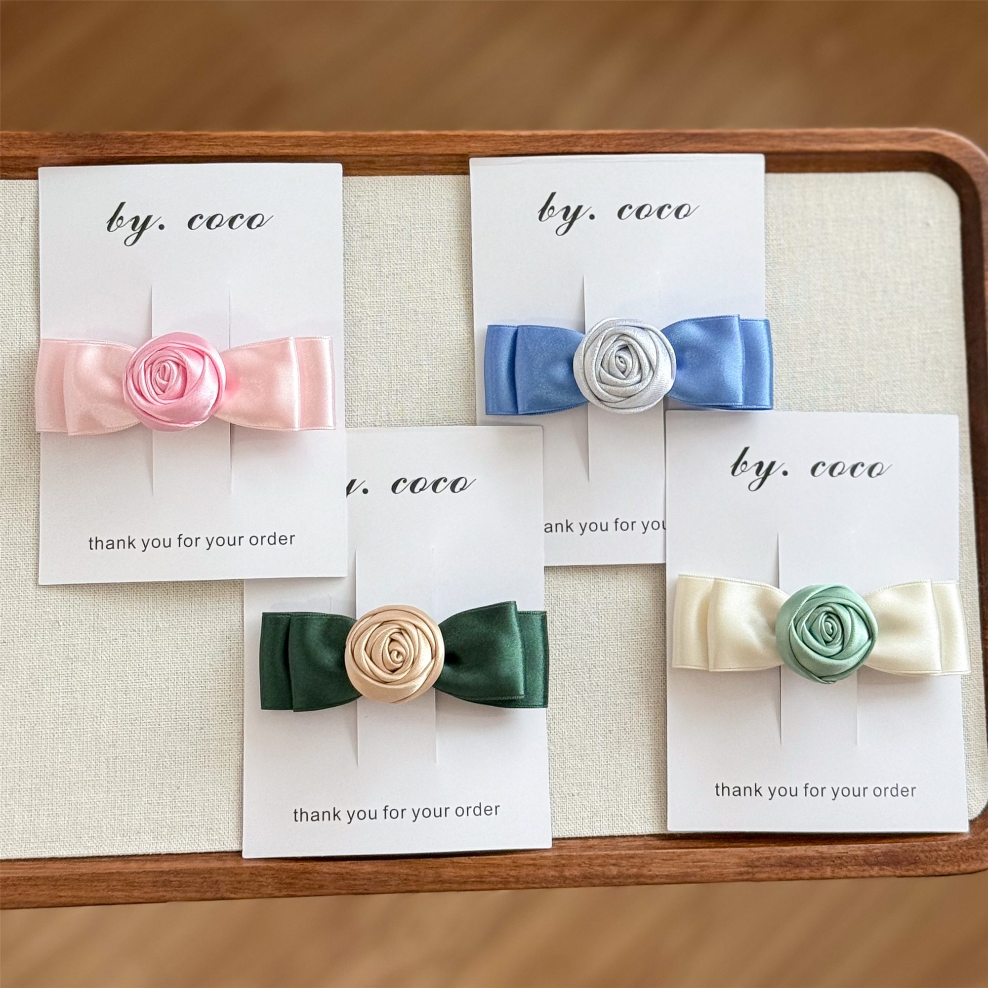 包邮ktt儿童小众手工玫瑰花朵发夹宝宝花朵不伤发边夹发饰小红书