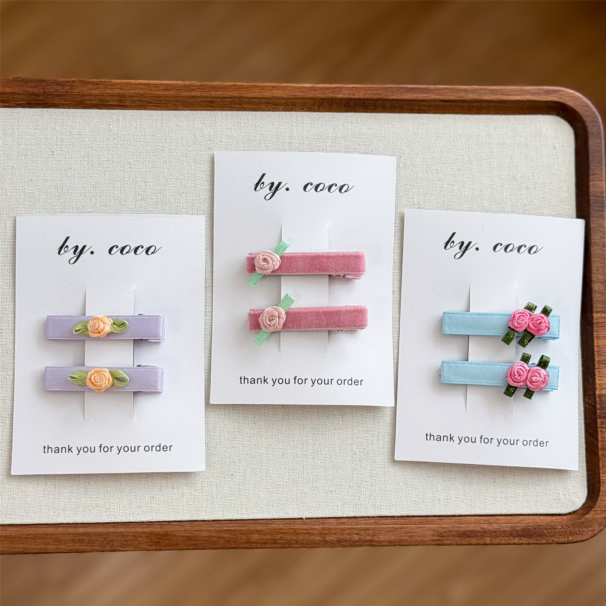 包邮小众手工玫瑰花朵发夹儿童春夏小红书同款ch蔷薇花不伤发BB夹