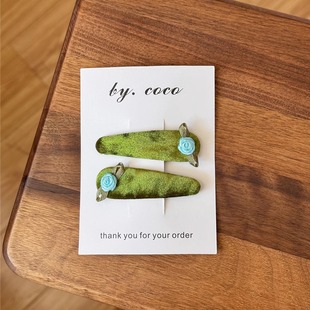 包邮小众精致玫瑰花朵丝绒发夹儿童春夏rae非同款绿色不伤发BB夹