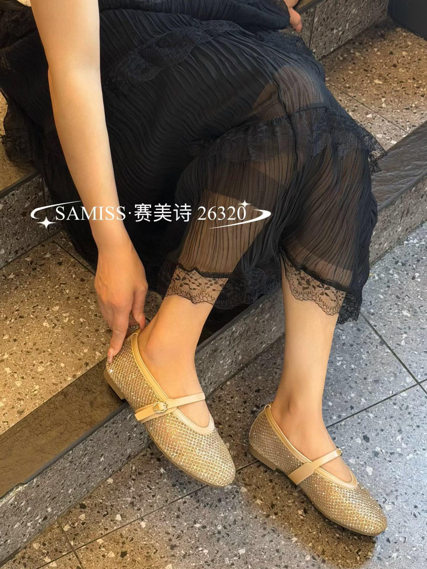 欧洲站欧货2026新款真皮女鞋法式粗跟高跟鞋水钻网鞋单鞋时装鞋女