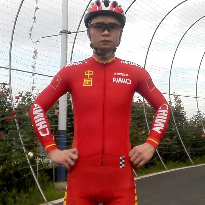 中国国家队连体骑行服 XGBAIKE紧身骑行服套装男竞赛版公路车装备