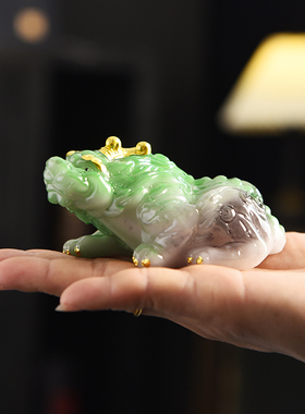 国潮瑞兽麒麟变色茶宠摆件个性精品茶台茶具茶道树脂装桌面饰品