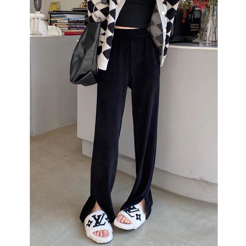 大码针织开叉阔腿裤女春秋冬胖mm休闲直筒裤垂感慵懒风拖地欧棉绒,女装/女士精品,休闲裤,淘宝优惠券,粉丝福利购,淘宝优惠卷