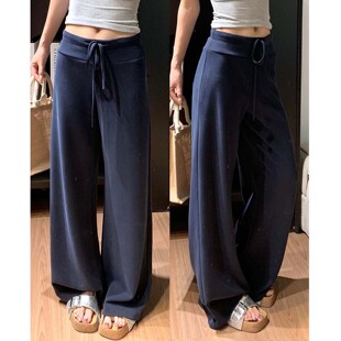 窄版 垂垂懒人面膜裤 阔腿裤 春秋夏胖mm垂感直筒高腰瑜伽裤 女裤 大码