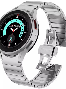 适用三星Galaxy Watch6/5不锈钢表带Watch4/5pro蝴蝶扣4c金属腕带