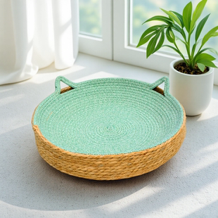 猫窝四季通用半封闭猫抓板一体幼猫小猫专用藤编新式宠物猫床垫子