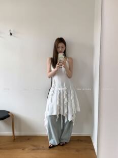 2026春夏新款韩系时尚不规则裙摆吊带裙女长款叠穿连衣裙