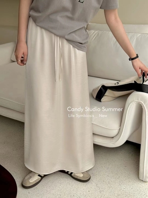 夏款新款简约绸缎国风半裙长裙