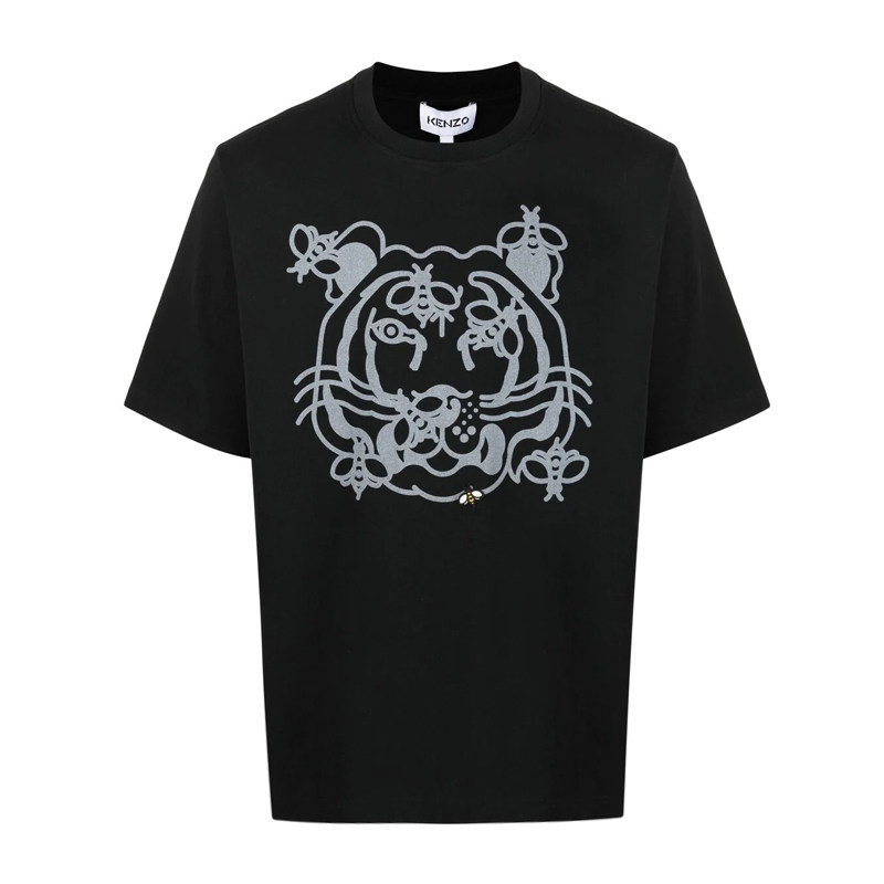 kenzo高田贤三 新款男士oversize虎头印花蜜蜂刺绣t恤5ts084
