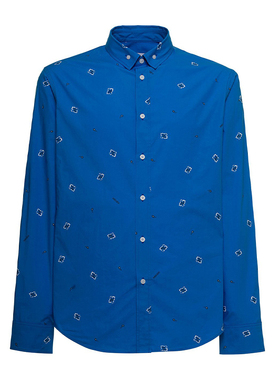 KENZO/高田贤三 新款男士蓝色印花休闲衬衫915 5CH200