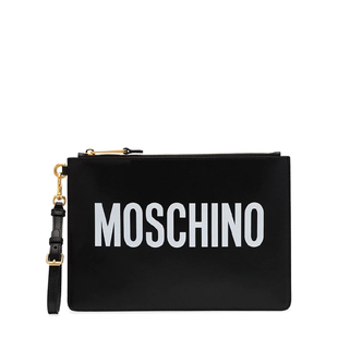 新款 女士logo印花黑色手拿包 莫斯奇诺 Moschino 7A8405