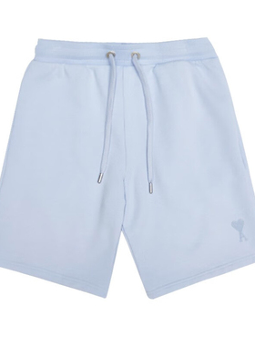 AMIPARIS新款男士爱心LOGO刺绣浅蓝色短裤沙滩裤五分裤USO604