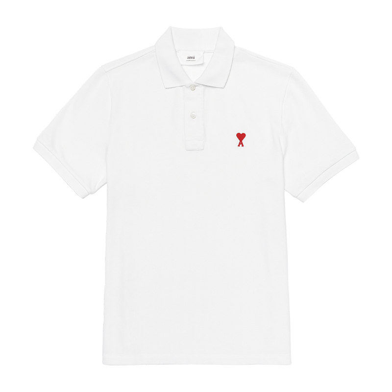 男士爱心LOGO刺绣白色短袖POLO衫图片