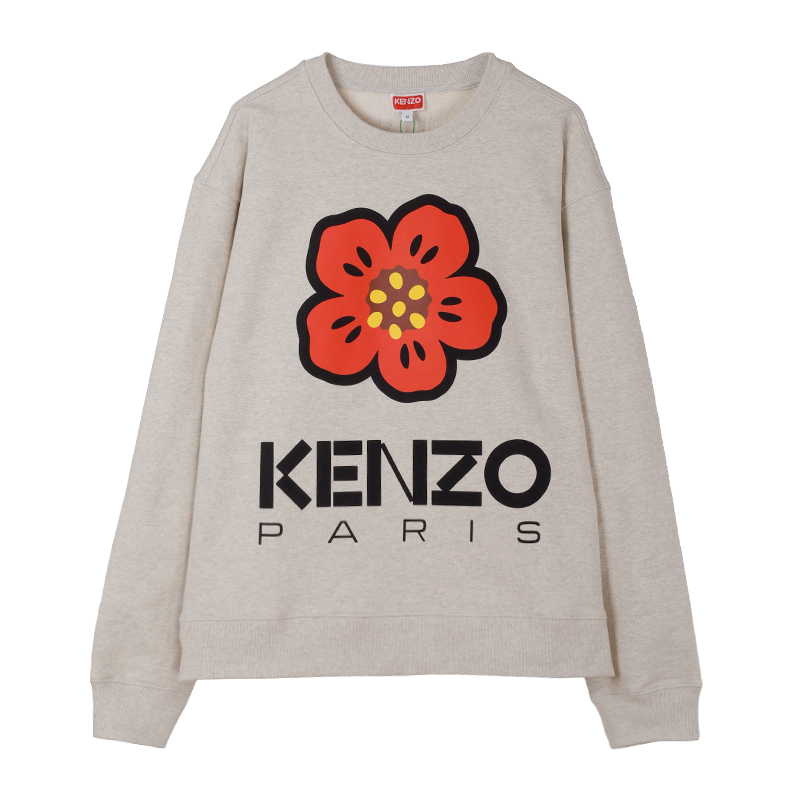 KENZOlogo图案印花灰色套头卫衣