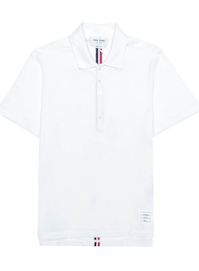 Thom Browne/TB新款男士白色休闲后背衣摆条纹短袖POLO衫MJP042A