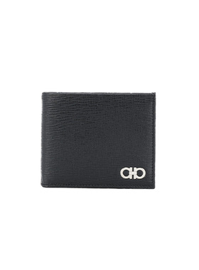 Ferragamo/菲拉格慕新款马蹄扣装饰黑色对折钱包66A065 685986