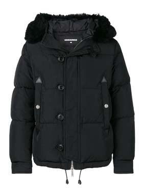 Dsquared2/D二次方 新款男士黑色毛领连帽羽绒服外套S71AM0989