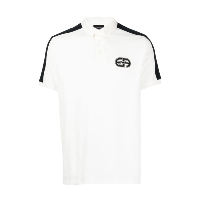 armani/阿玛尼 ea系列新款男士logo贴标肩部撞色白色polo衫3r1f77