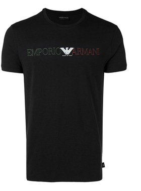 Armani/阿玛尼EA系列新款男士字母印花黑色圆领短袖T恤6Z1TE7