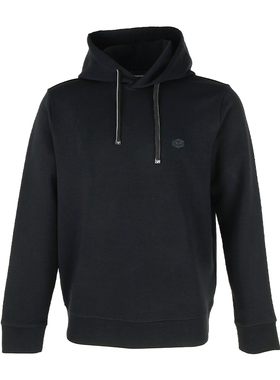 Armani/阿玛尼 EA系列新款男士logo贴标黑色套头连帽卫衣8N1MD0
