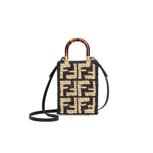 FENDI芬迪新款女士FF logo编织手提单肩包手机包8BS051 AKMS