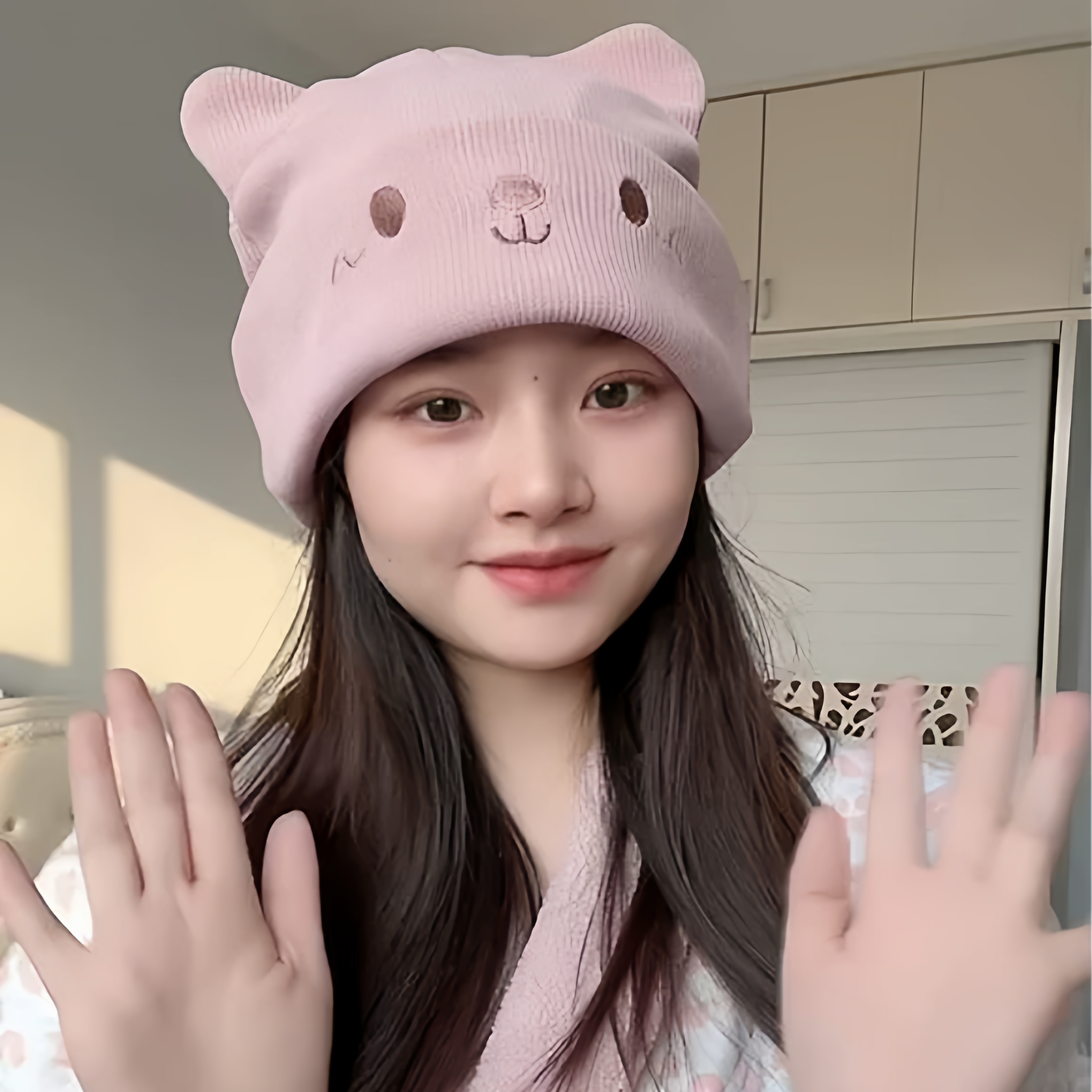 产妇月子帽防风加厚秋冬出院帽子产后护头女坐月子可爱针织包头帽