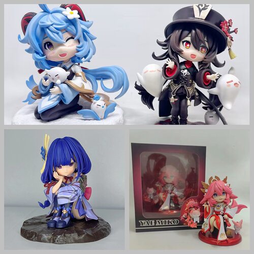 二次元少女 Q版 顽皮小胡桃 甘雨 八重神子 王小美 模型 盒装手办