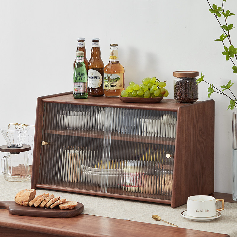 日式实木餐边柜家用碗柜厨房碗碟置物架餐桌台面杯子收纳储物柜子