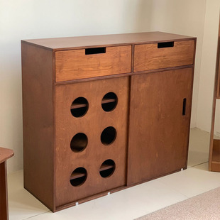 韩国风客厅收纳边柜玄关储物柜实木柜子复古斗柜餐边柜