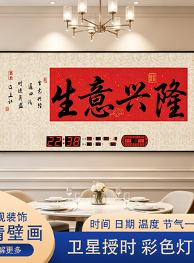 高档万年历电子钟挂墙客厅挂钟2027年现代装饰画创意时钟自动对时
